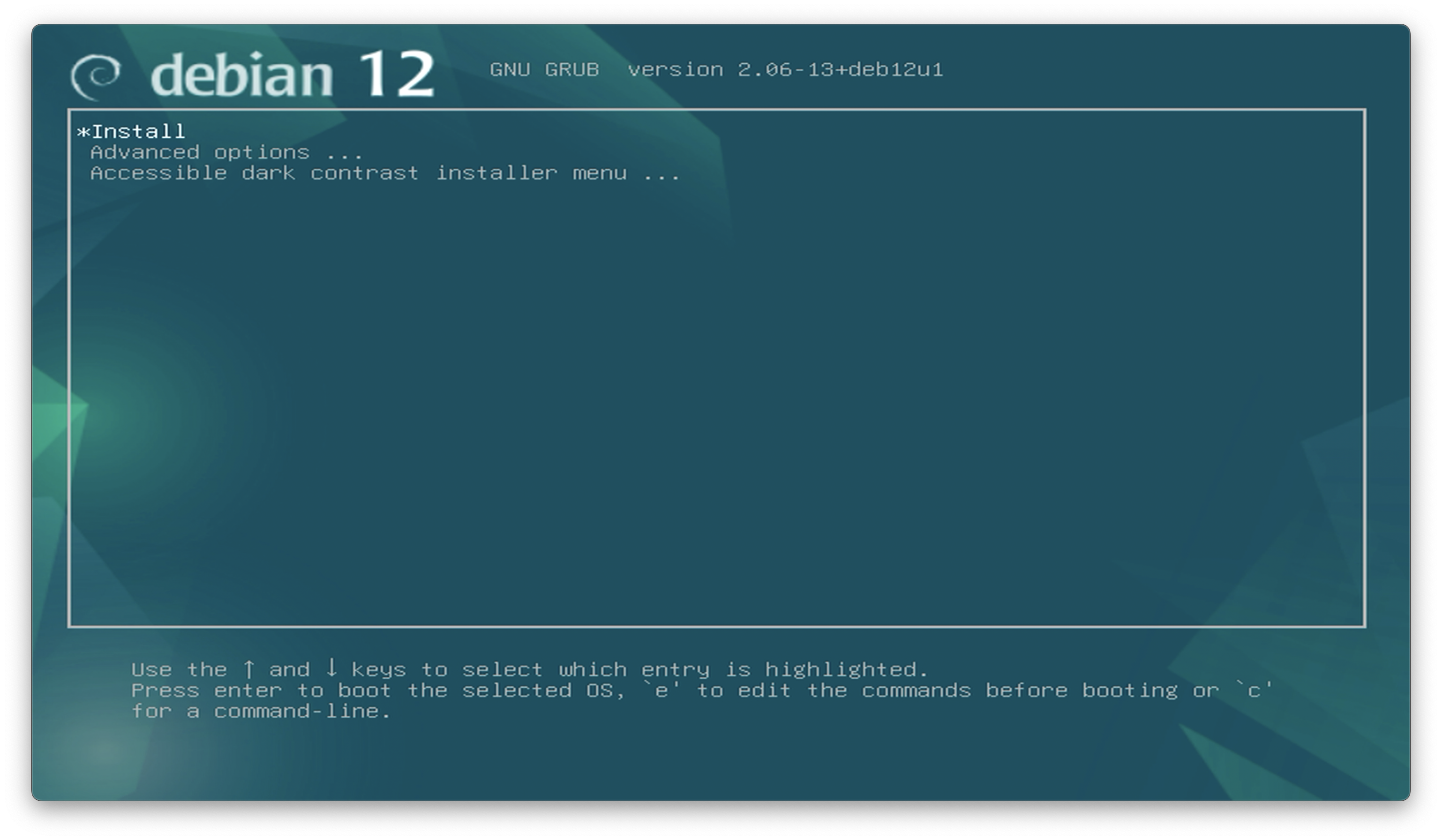 Screenshot showing Debian boot menu